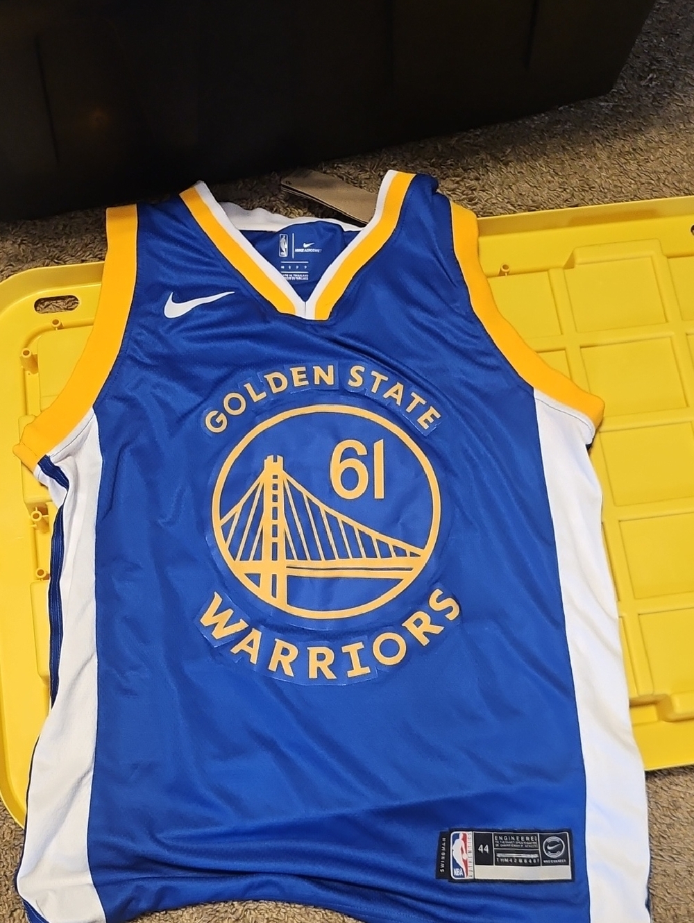 Nike Blue and Yellow Golden State Warriors Spencer #61 Basketball Jersey
